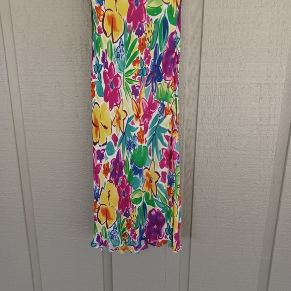 Spenser Jeremy Silk Cowl Neck Slip Dress Size 6 Y2K Tropical Water Color Floral - Picture 6 of 15